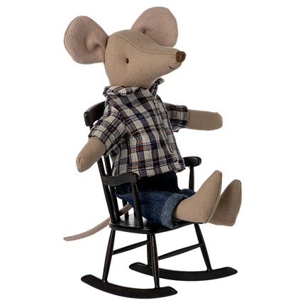 Maileg muis schommelstoel antraciet