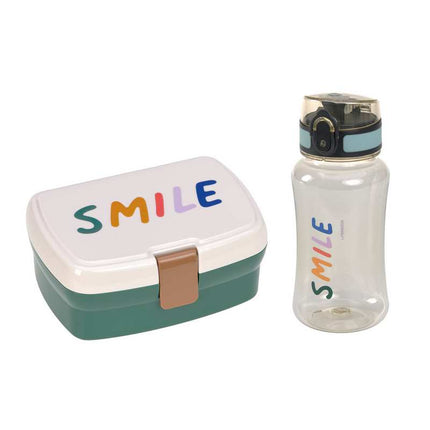 Lässig lunchbox + drinkfles set Little Gang Smile milky/ocean green