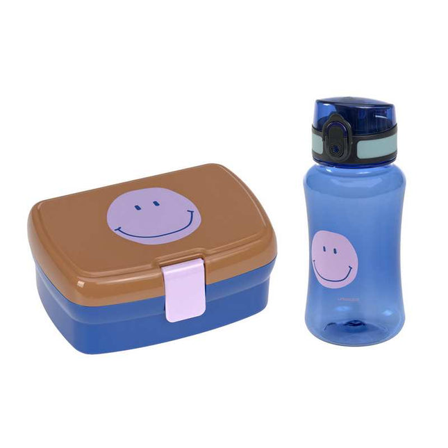 Lässig lunchbox + drinkfles set Little Gang Smile caramel/blue