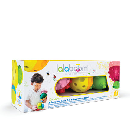 Lalaboom 2 sensorische ballen en kralen 18 stuks