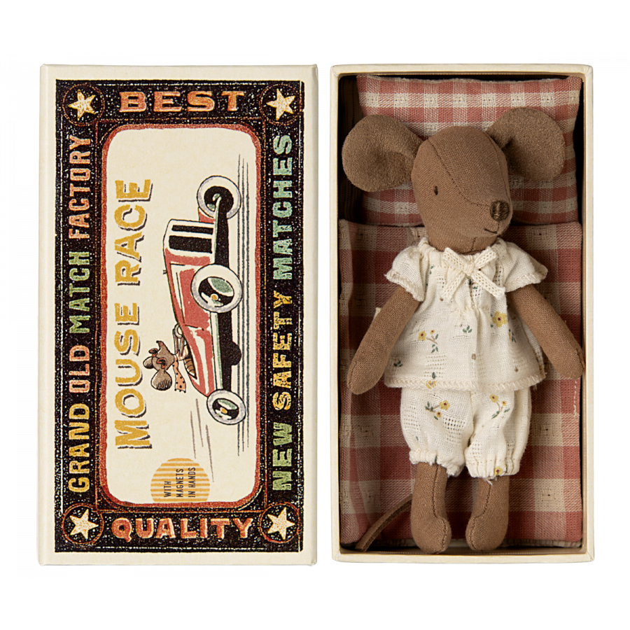 Maileg muis grote zus met bloemetjespyjama in doos