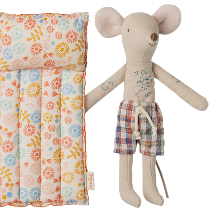 Maileg Strandmuis met luchtbed – Papa Muis “Bloem”