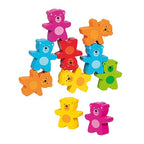 18 houten kleurrijke beren