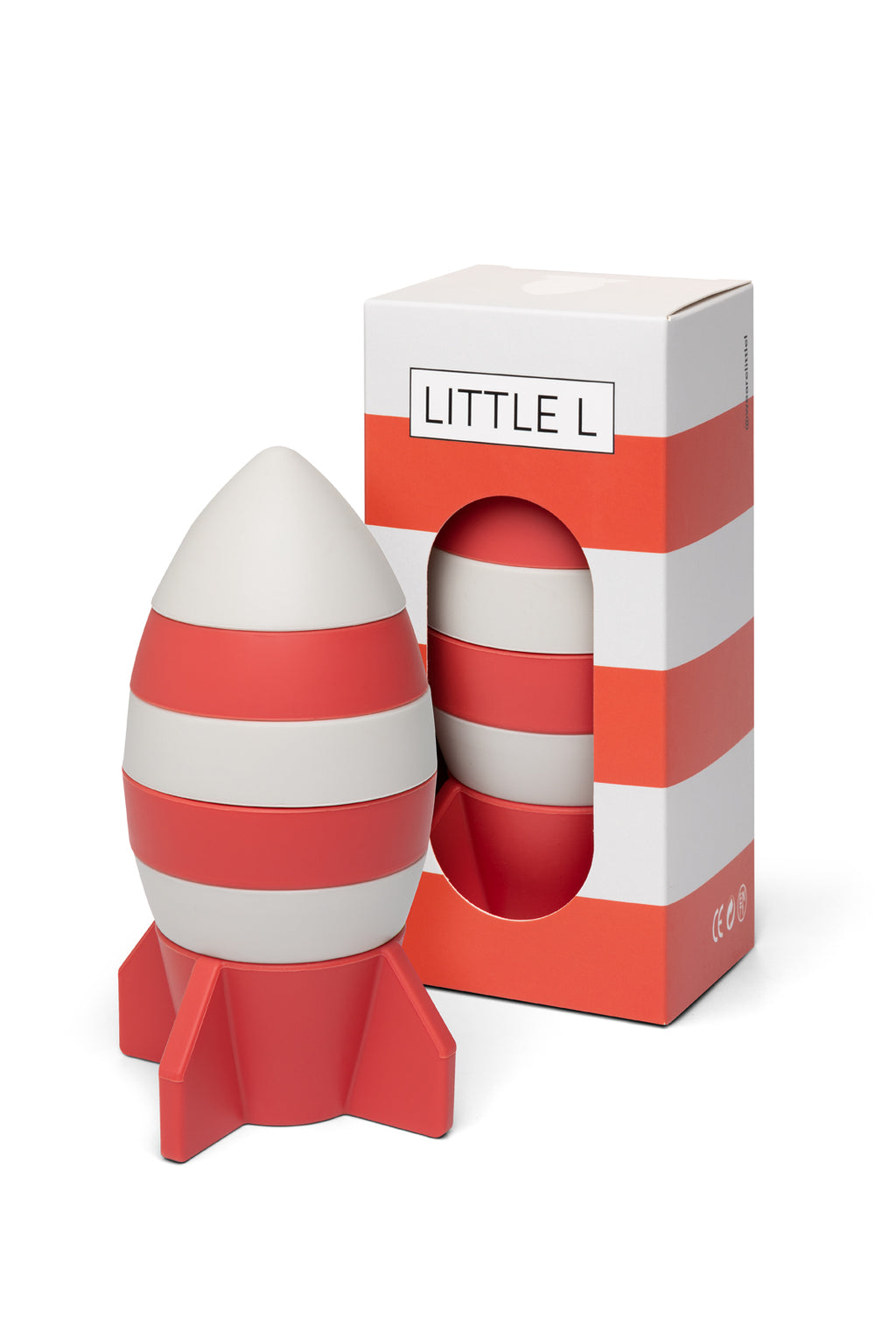 Little L Stapeltoren Raket met rood en wit