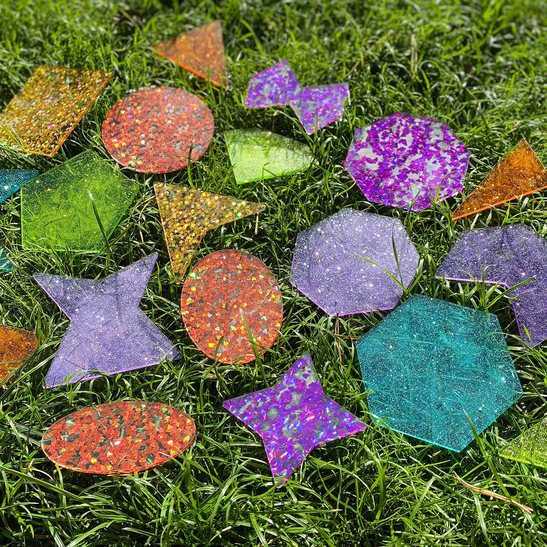 Rainbow Glitter Shapes - Pk21
