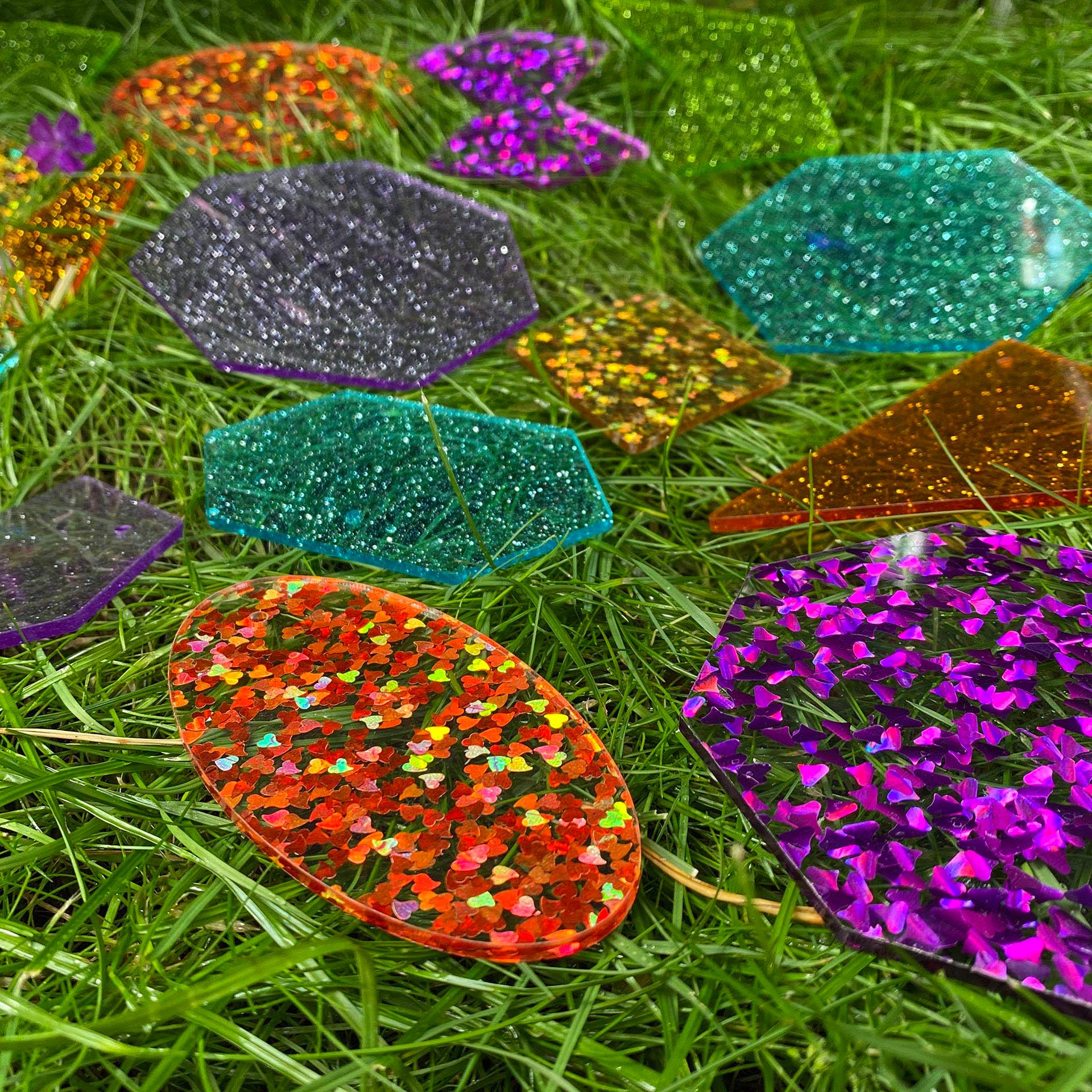 Rainbow Glitter Shapes - Pk21