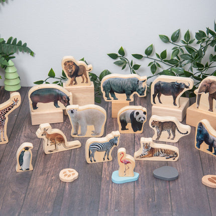 Tickit 15 houten blokken wilde dieren