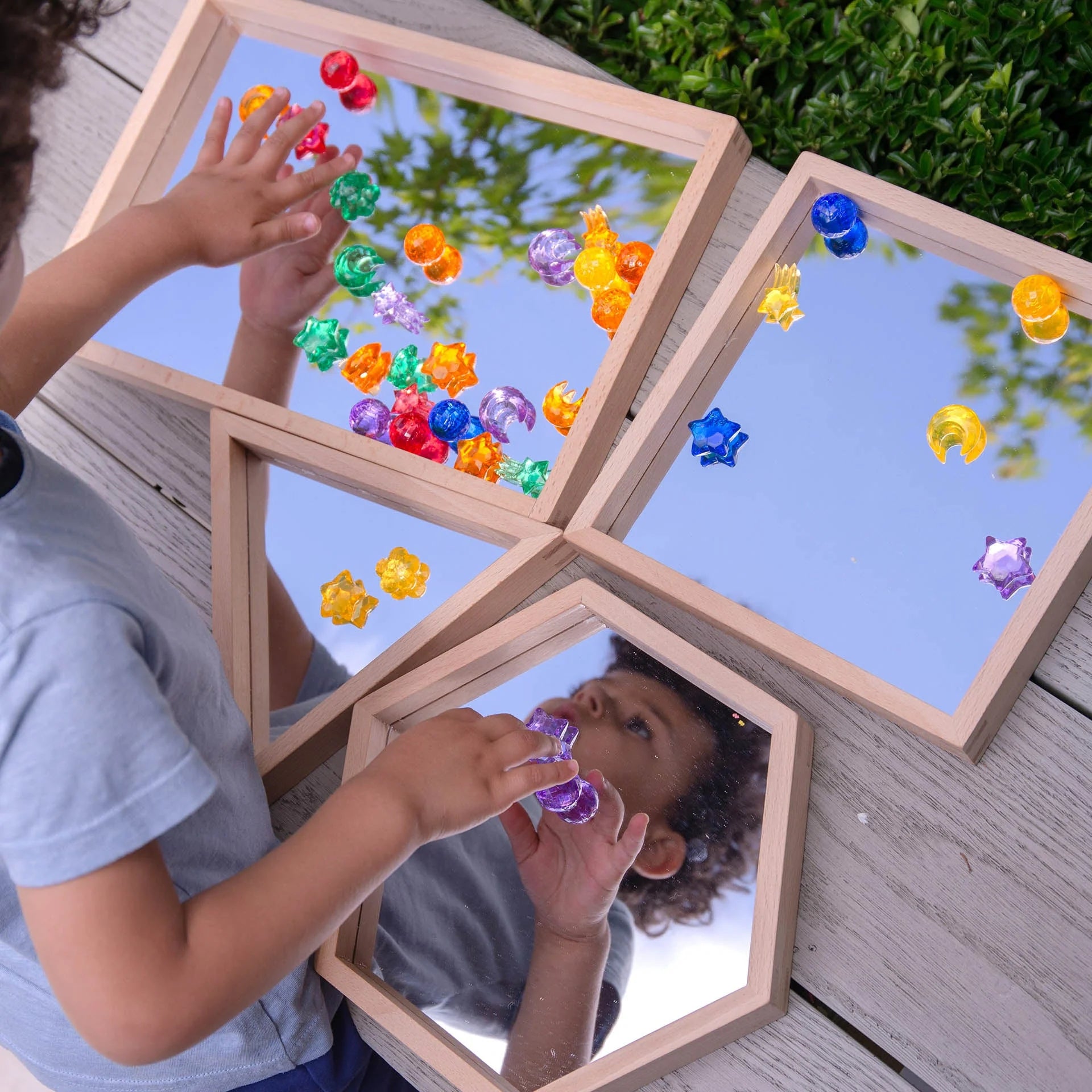 Wooden Shape Mirror Tray