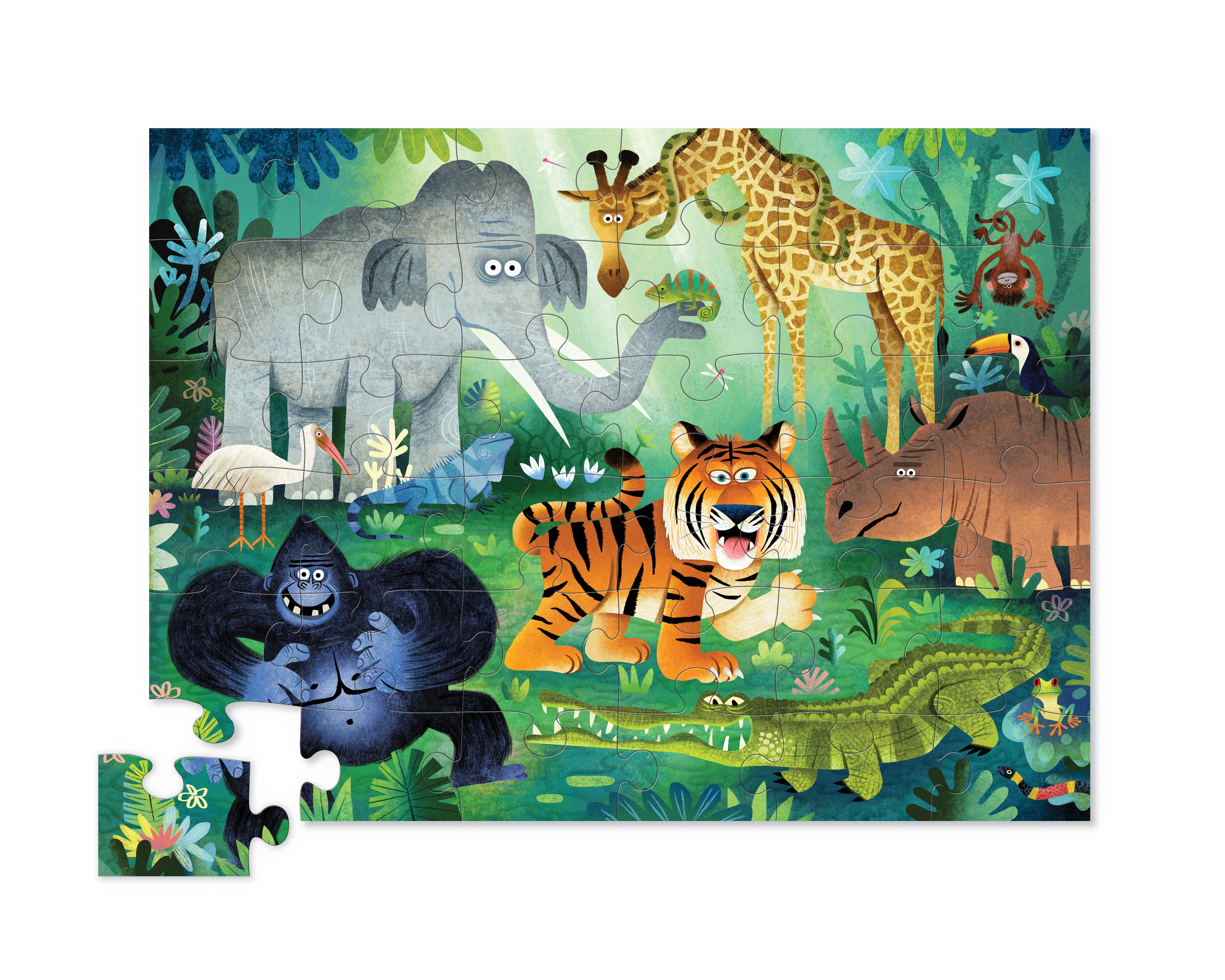 Shaped box puzzles, 36 stuks Wilde dieren
