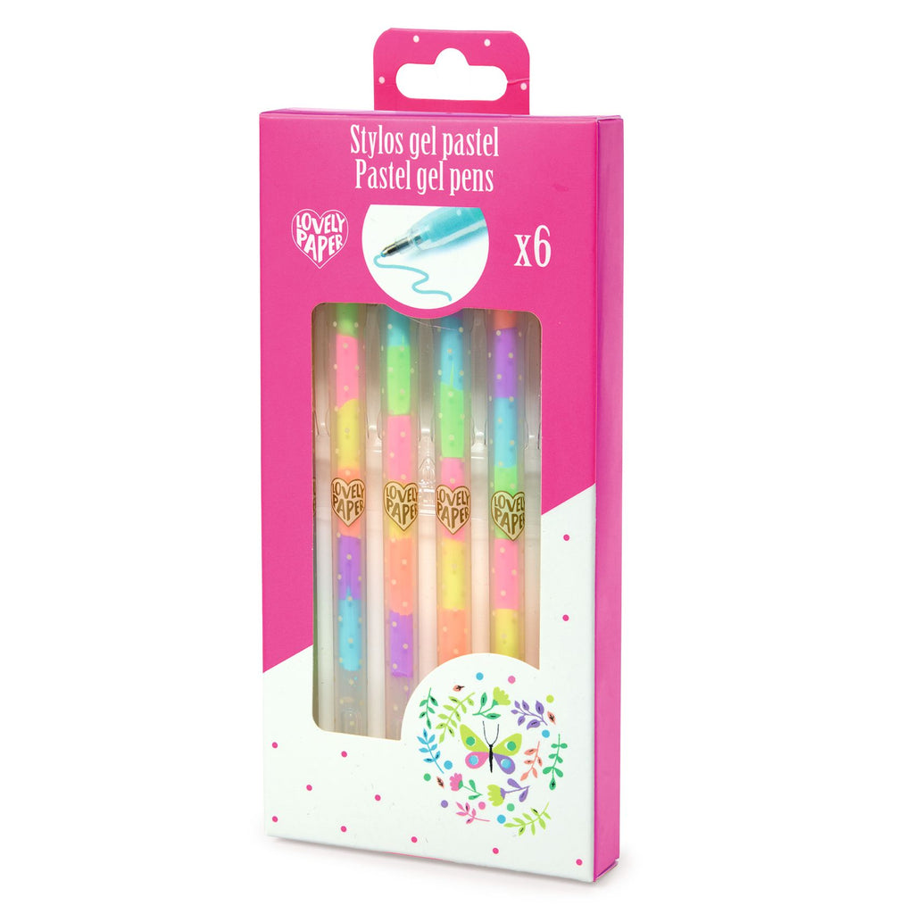 6 pastel gel pennen