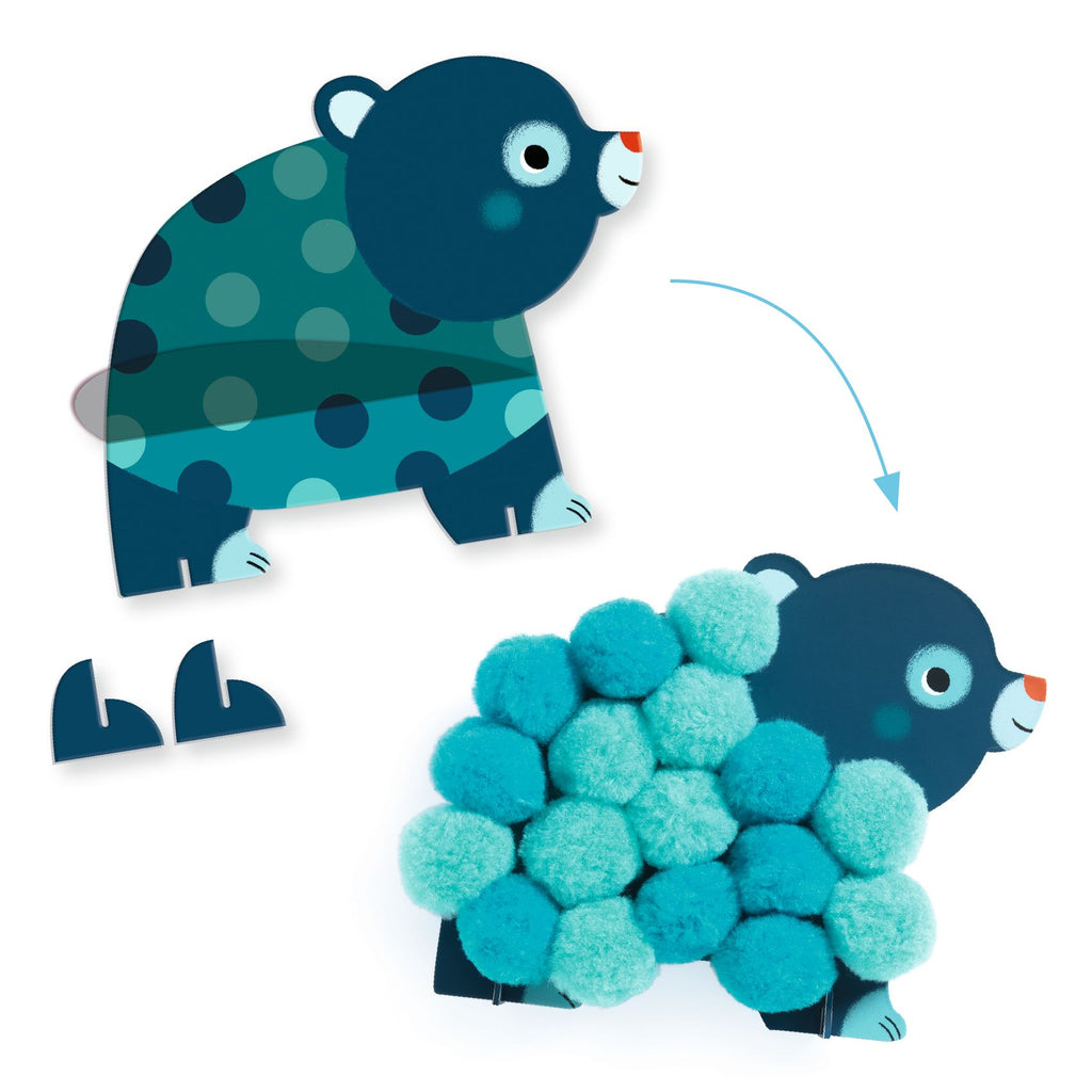 Dieren en ronde pompons