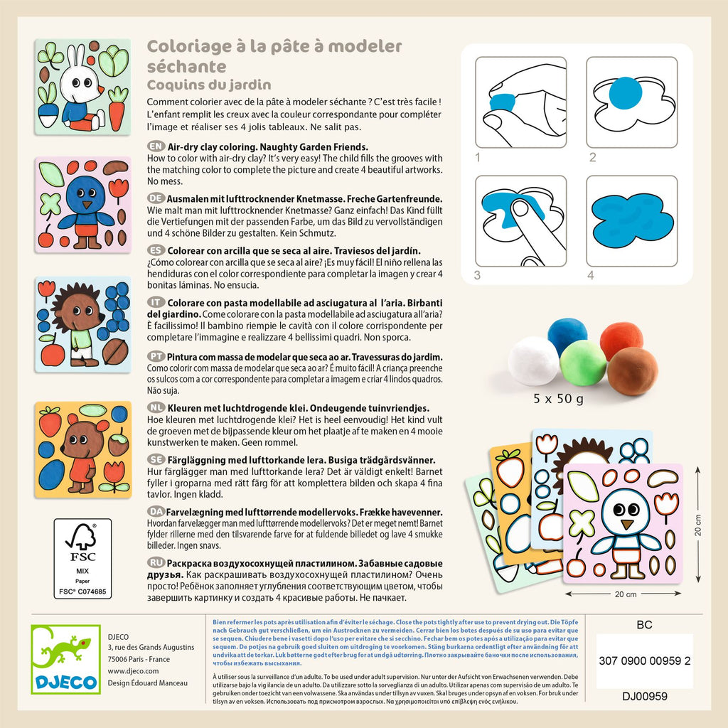 Kleurplaten met drogende plasticine - Tuinkloppen