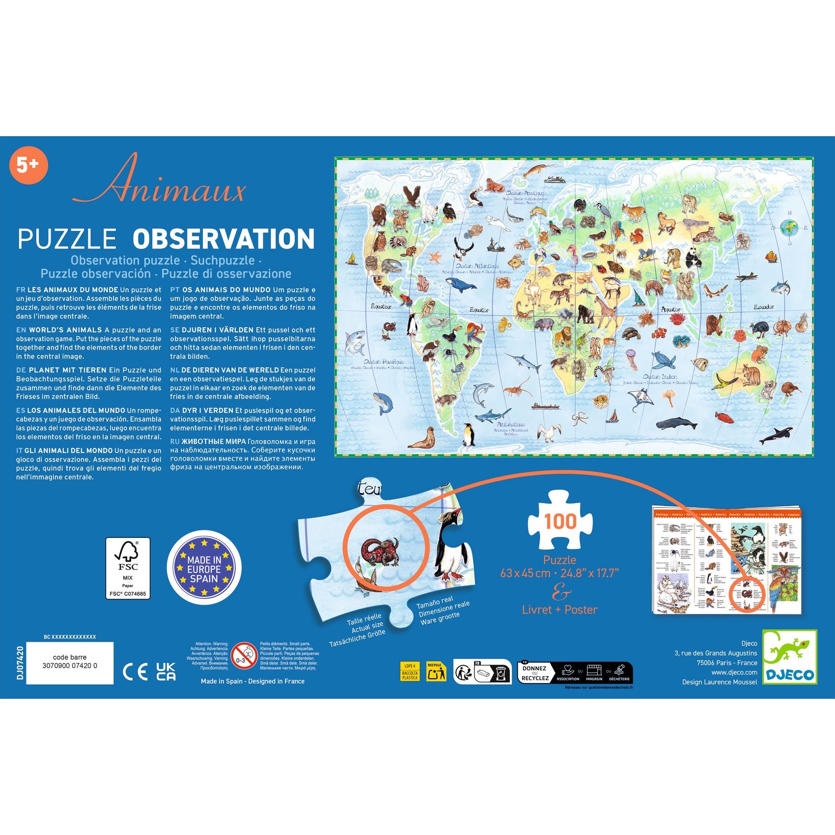 World's animals + booklet  100 pcs