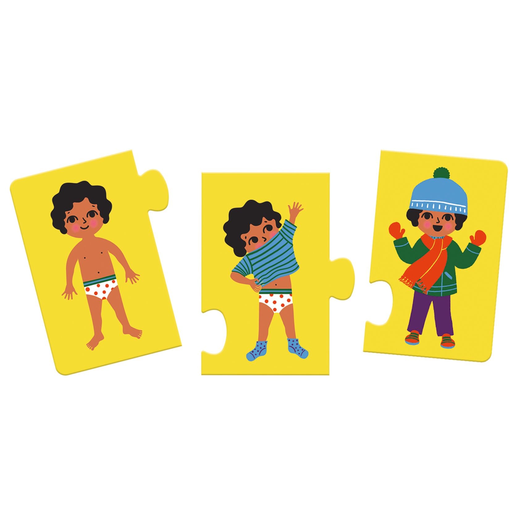 Puzzel ik kleed me aan. Logische volgorde