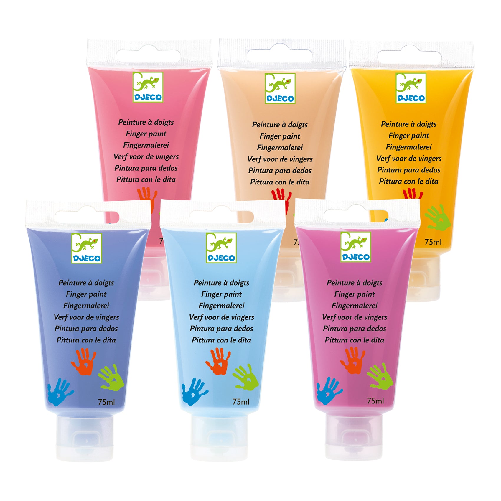 6 Tubes vingerverf in zachte tinten