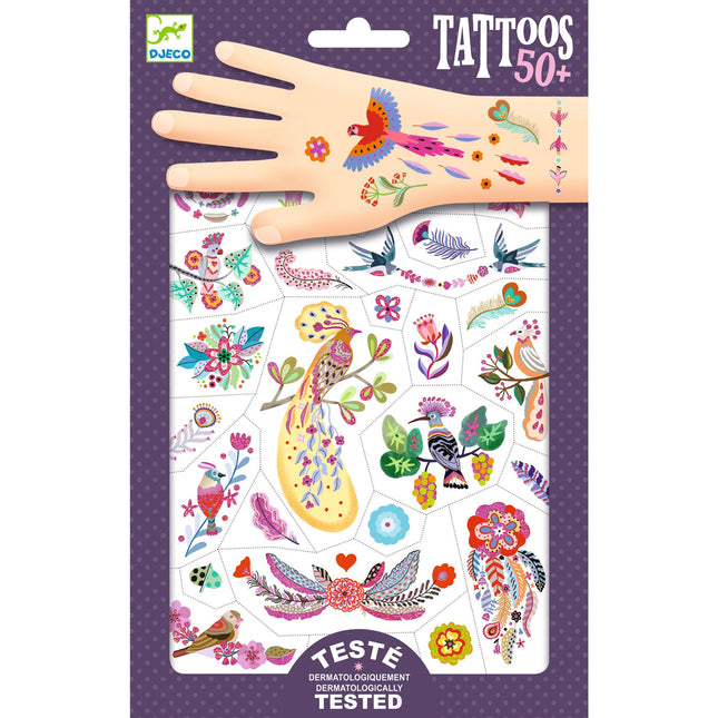 Djeco tatoeages thema mooie vogels