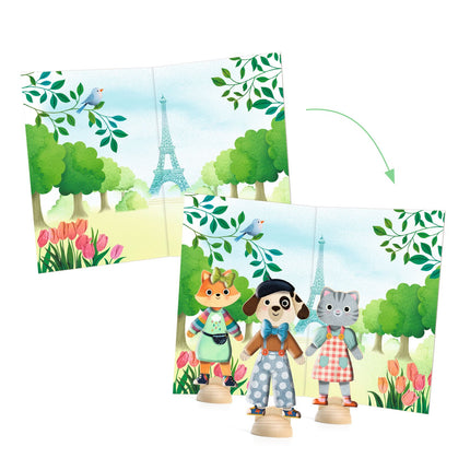 Djeco collage activiteit met herbruikbare stickers Bonjour Paris