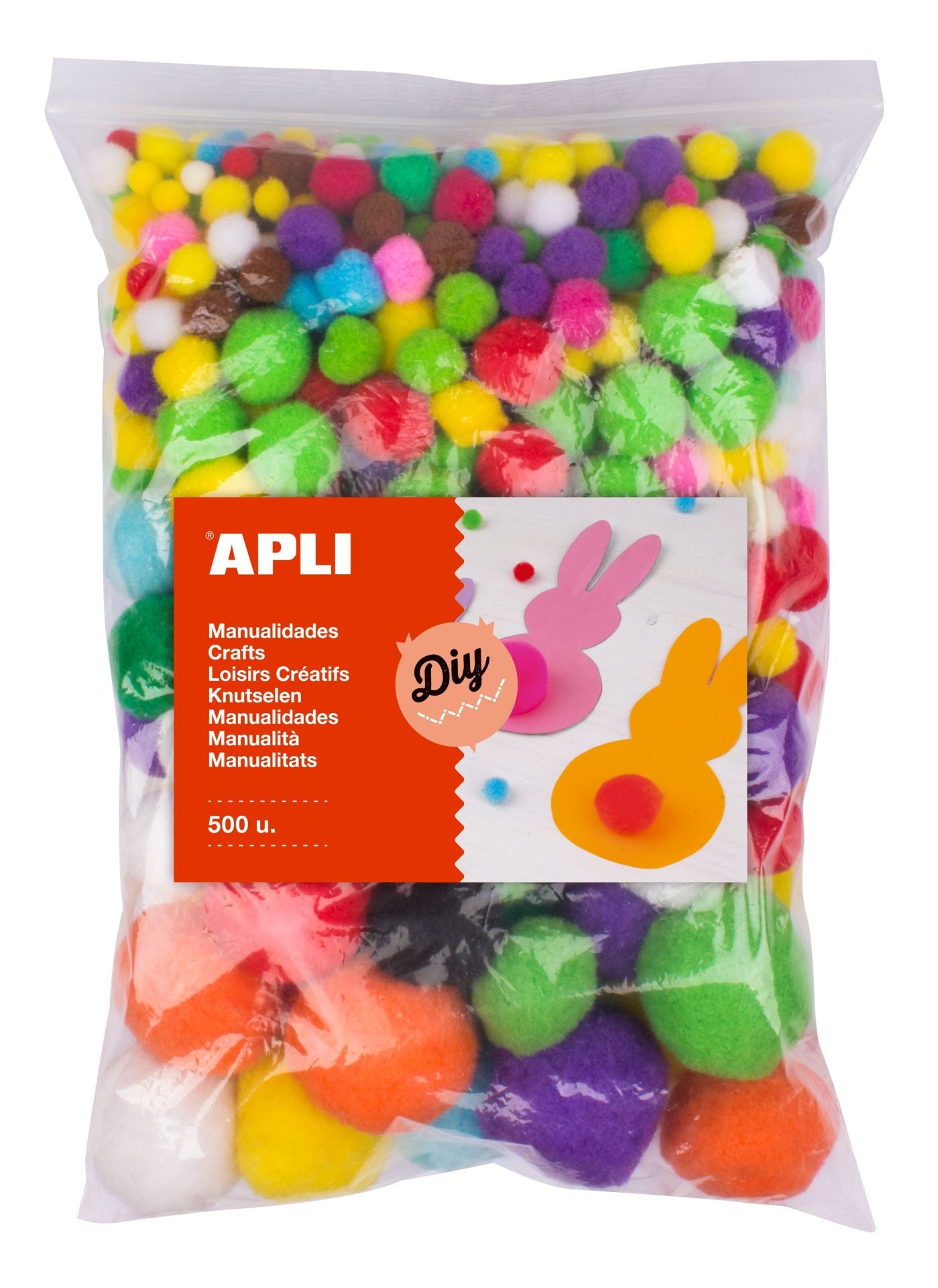 Apli Pompon 500 stuks Multicolour Verschillende Diameters