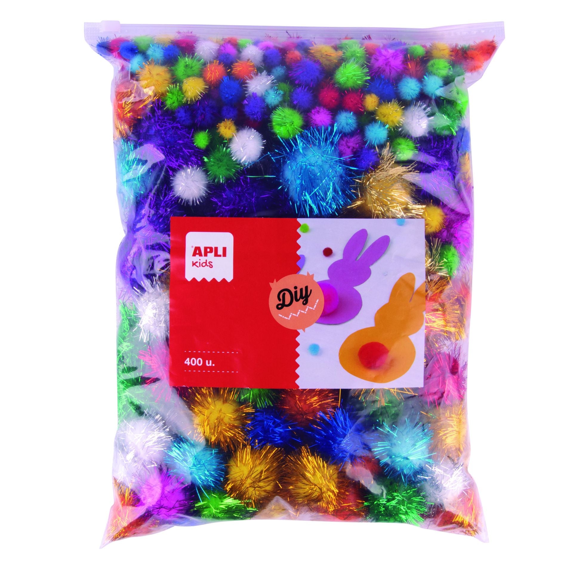 Apli Pompons Glitter 400 stuks Verschillende Kleuren