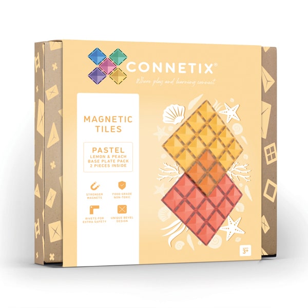 Connetix 2 basisplaten Pastel peach & lemon