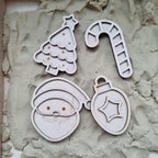 Houten mini vulvormen set kerst