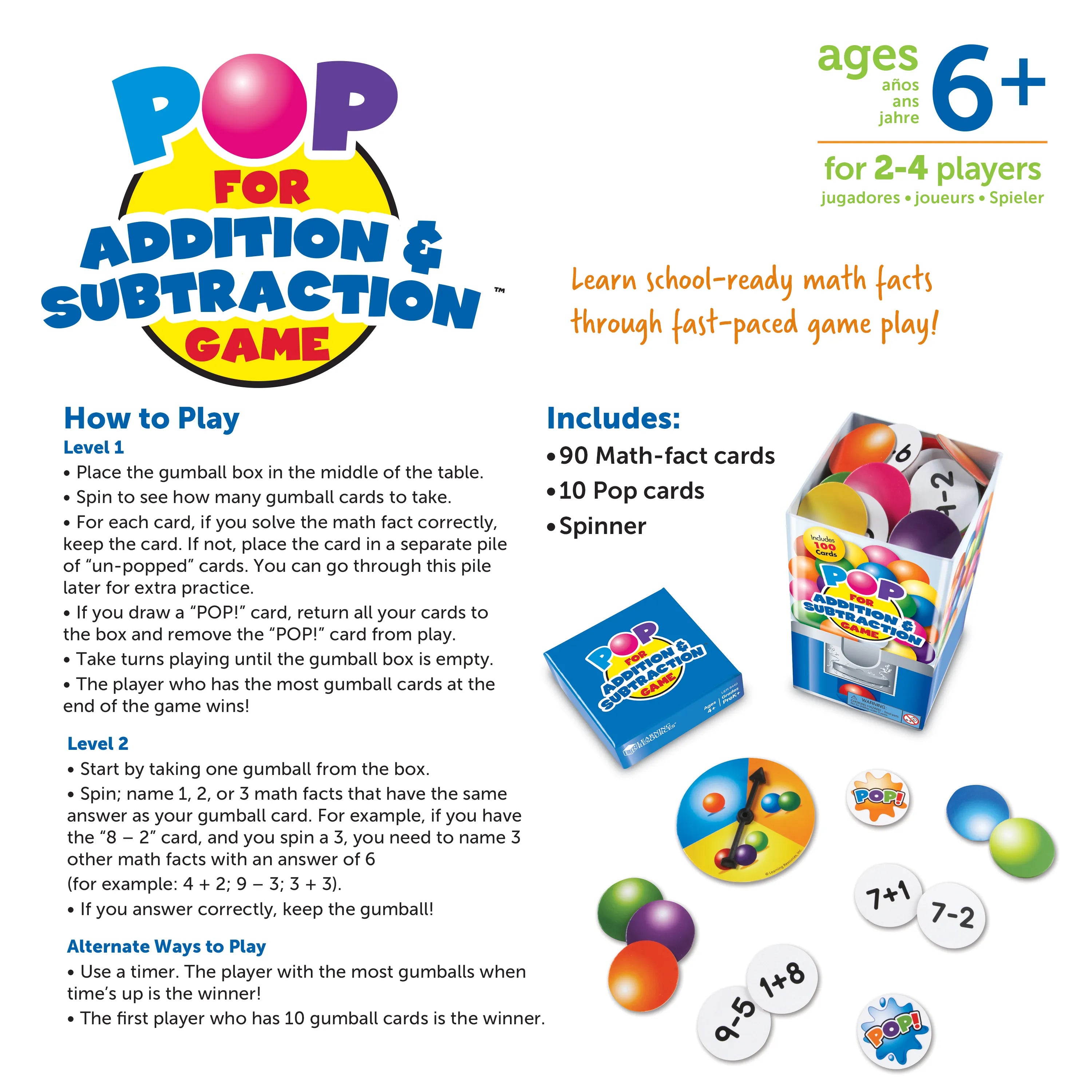 POP For Addition & Subtraction Game