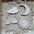Houten mini vulvormen set het weer