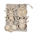 Houten mini vulvormen set insecten