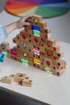 Colored staircase with luminous blocks, 16 pieces