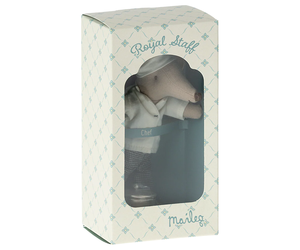 Chef kok met soeppot en lepel