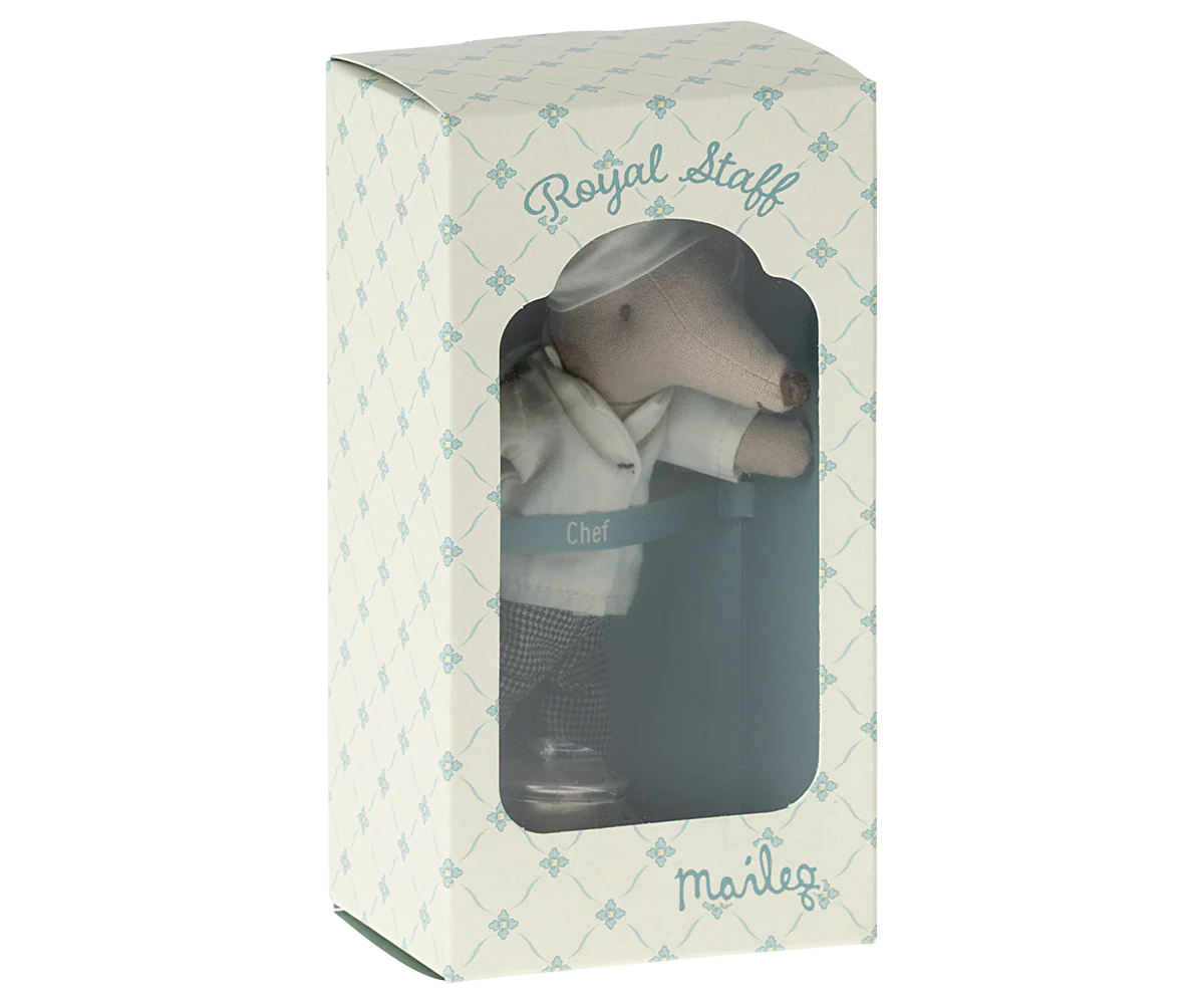 Chef kok met soeppot en lepel