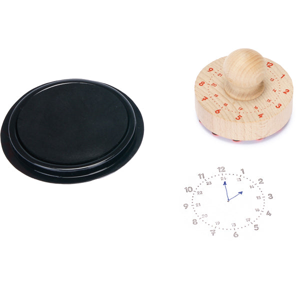 Houten klok stempel met inktpad