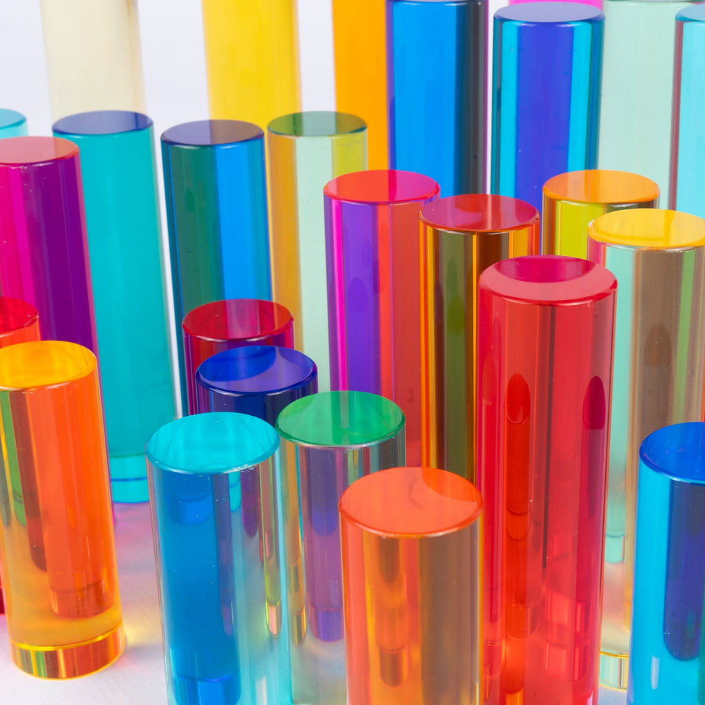 Acryl cilinders van verschillende lengtes set van 30