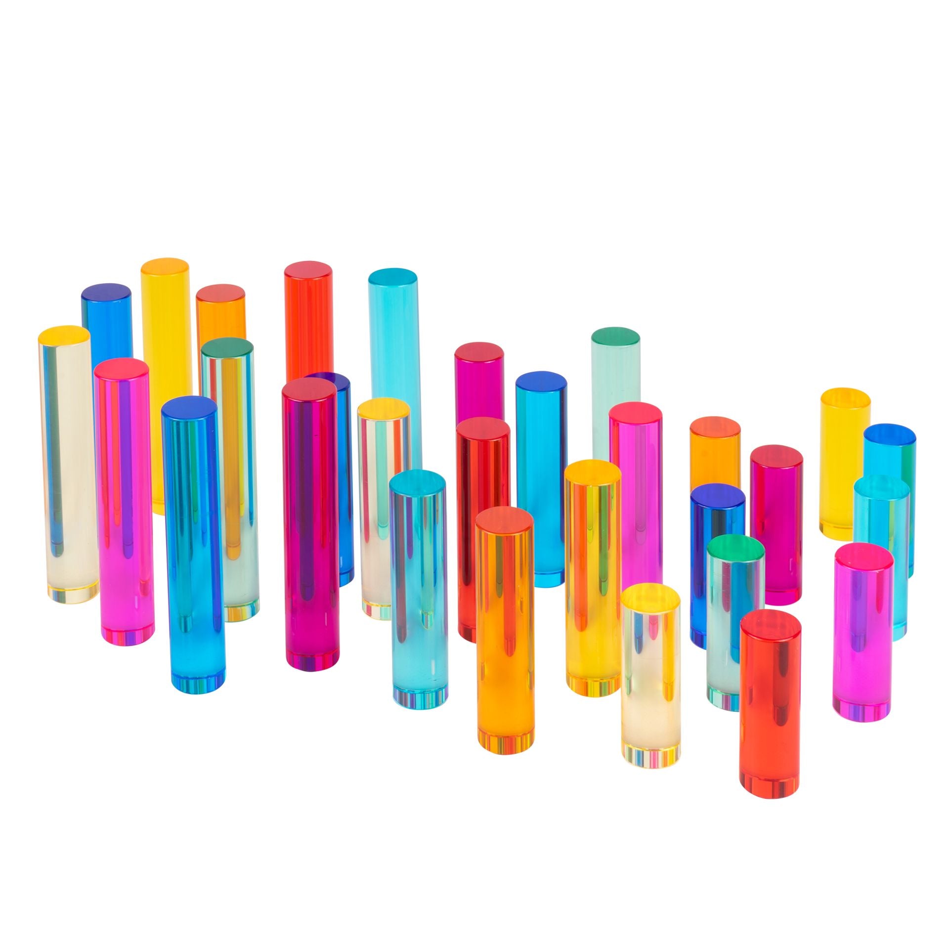 Acryl cilinders van verschillende lengtes set van 30