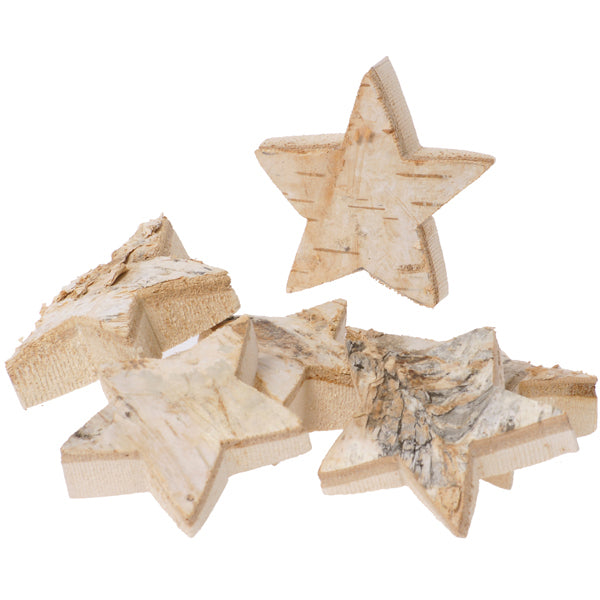 Natuur hout plakjes ster set van 6