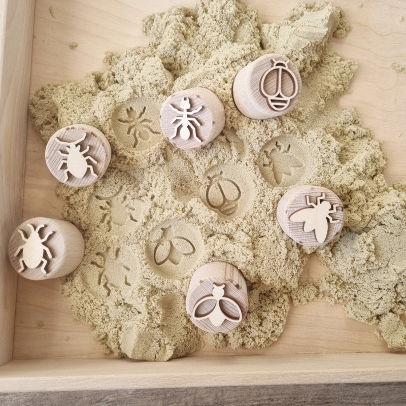 Houten stempelset insecten