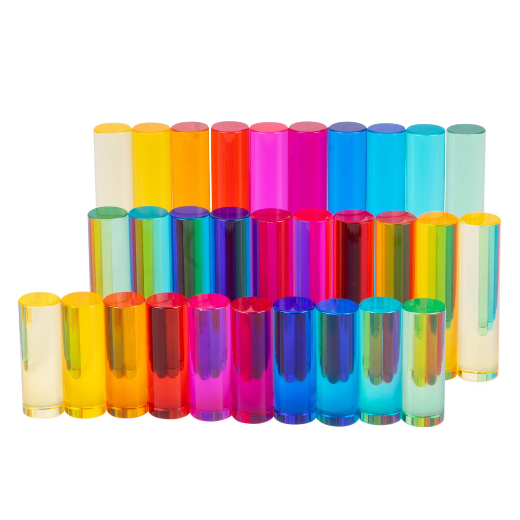 Acryl cilinders van verschillende lengtes set van 30