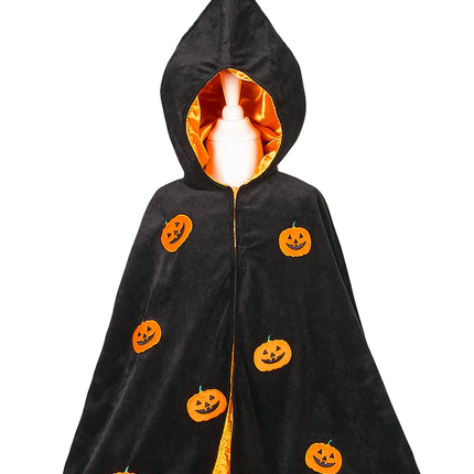 Halloween pompoen cape, 4-8 jaar, 104-128 cm (1 stuk)