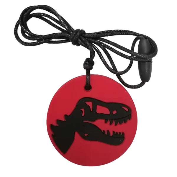 Kauwhanger dino rood en zwart (medium)