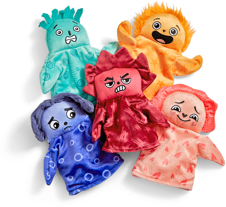 Feelings Family Hand Puppets Loved, Nervous, Frustrated, Lonely, and Excited