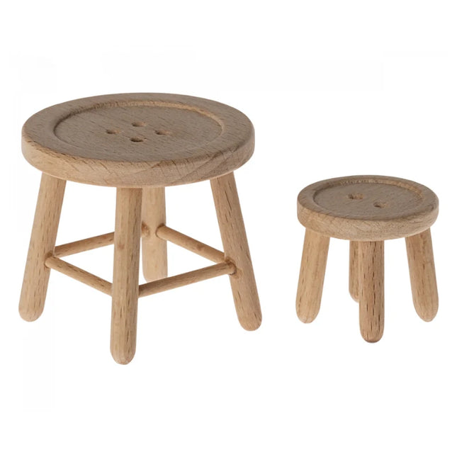 Maileg muis tafel en stoel in knoopsvorm