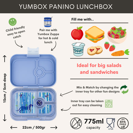 Yumbox Panino 4 vakken Hazy Blue / Panther tray