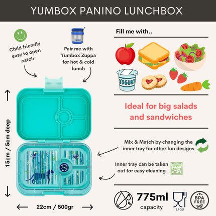 Yumbox Panino 4 vakken Tropical Aqua / Panther tray