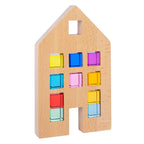 Houten huisjes voor acryl kubussen set van 3 (kubussen niet inbegrepen)