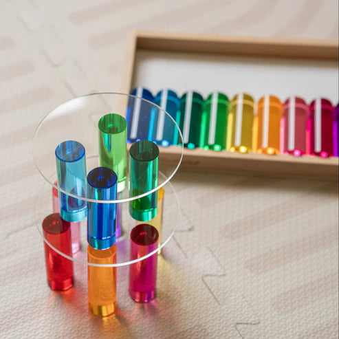 20 cilinderzuilen regenboog - medium