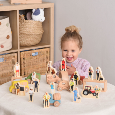 tickit®  Houten Blokken ‘Mensen Die Ons Helpen’ - Set van 15