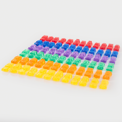 tickit®  Transparante Kleurrijke Auto's - Set van 72