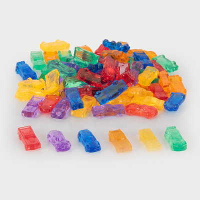 tickit®  Transparante Kleurrijke Auto's - Set van 72