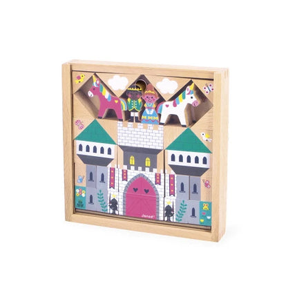 Janod Set van 37 houten kubussen Enchanted Kingdom - Cross Roads