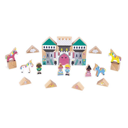 Janod Set van 37 houten kubussen Enchanted Kingdom - Cross Roads